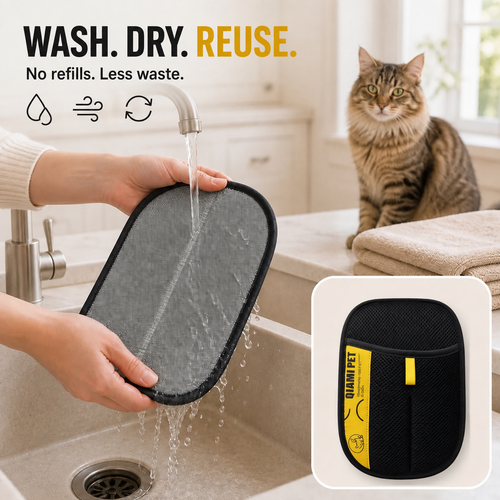QIAWI Pet Hair Remover Glove for Cats & Dogs, Reusable Lint Remover for Couch, Carpet & Clothes