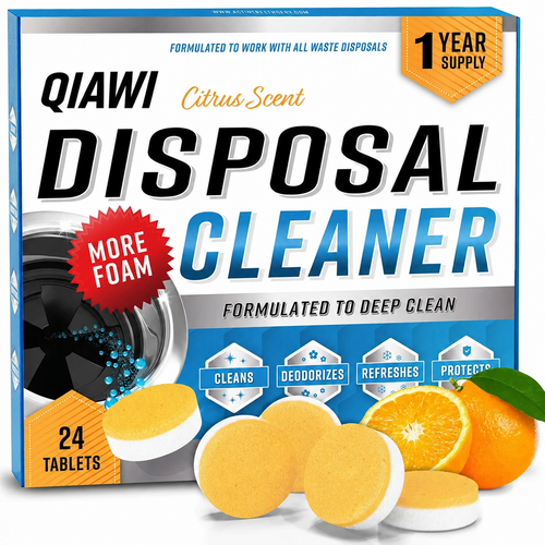 Garbage Disposal Cleaner Tablets, 24 Pack, XL Foaming Deodorizer, Fresh Citrus Scent, Sink & Garburator Cleaner
