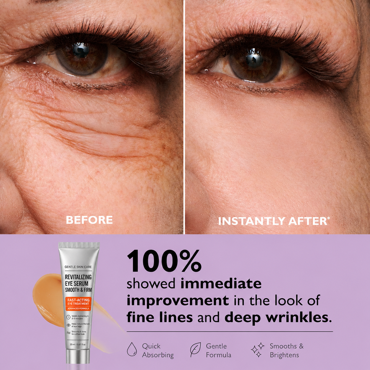 Instant Eye Lift & Face Tightening Cream – Smooths Bags, Puffiness & Fine Lines, No White Residue